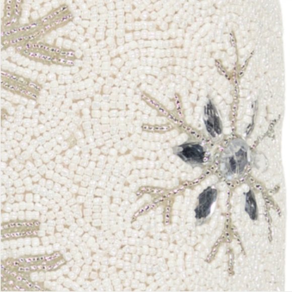 34th & Pine Christmas Silver Snowflake Beaded Throw Pillow Decor 16" Holiday NEW - Picture 6 of 10